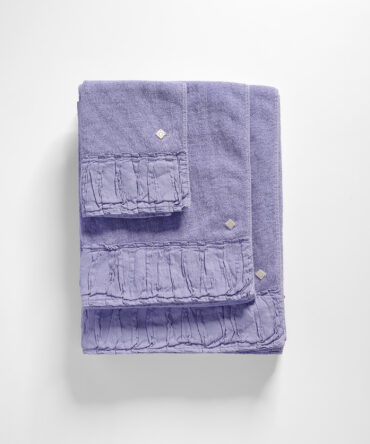 CONJUNTO TOALHAS COM PREGAS EM LINHO - LILÁS ESCURO