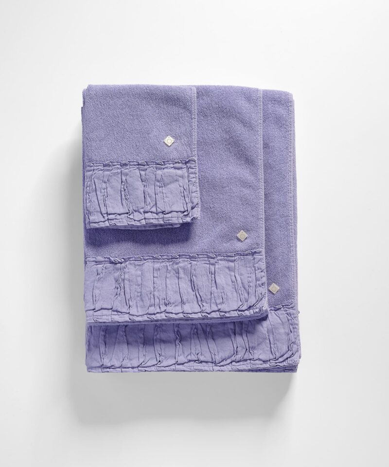 CONJUNTO TOALHAS COM PREGAS EM LINHO - LILÁS ESCURO