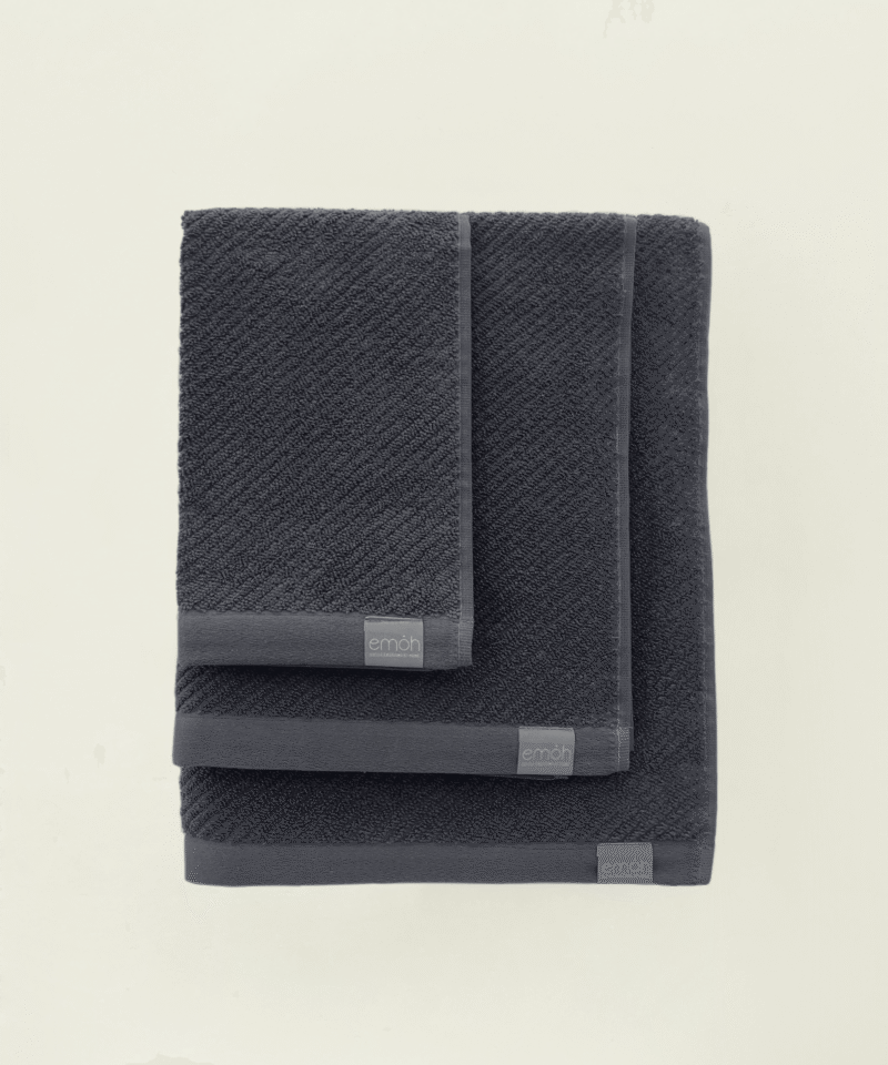 CONJUNTO TOALHAS DIAGONAL - CINZA ESCURO