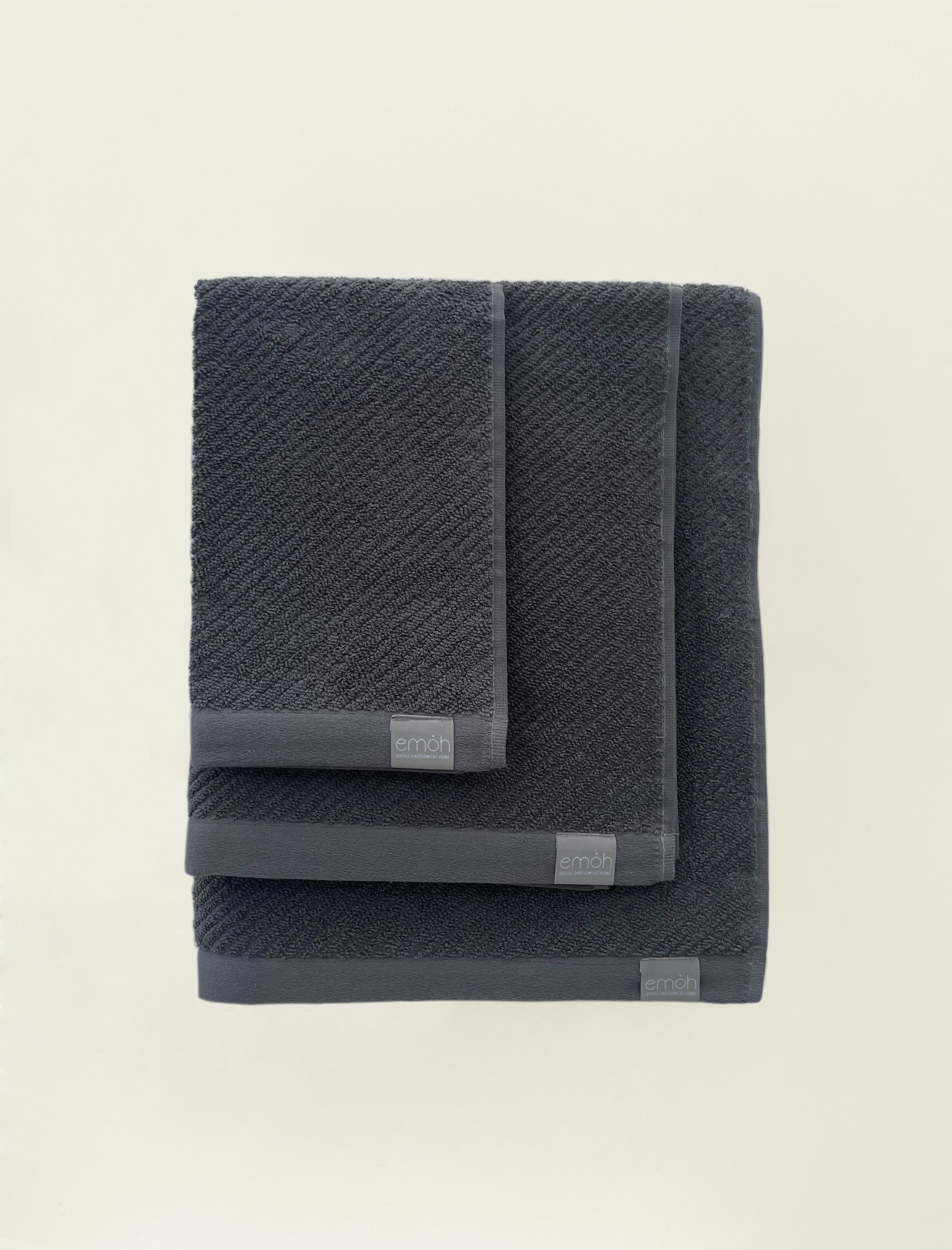 CONJUNTO TOALHAS DIAGONAL - CINZA ESCURO - Imagem 2