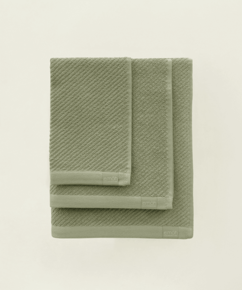 CONJUNTO TOALHAS DIAGONAL - VERDE OLIVA