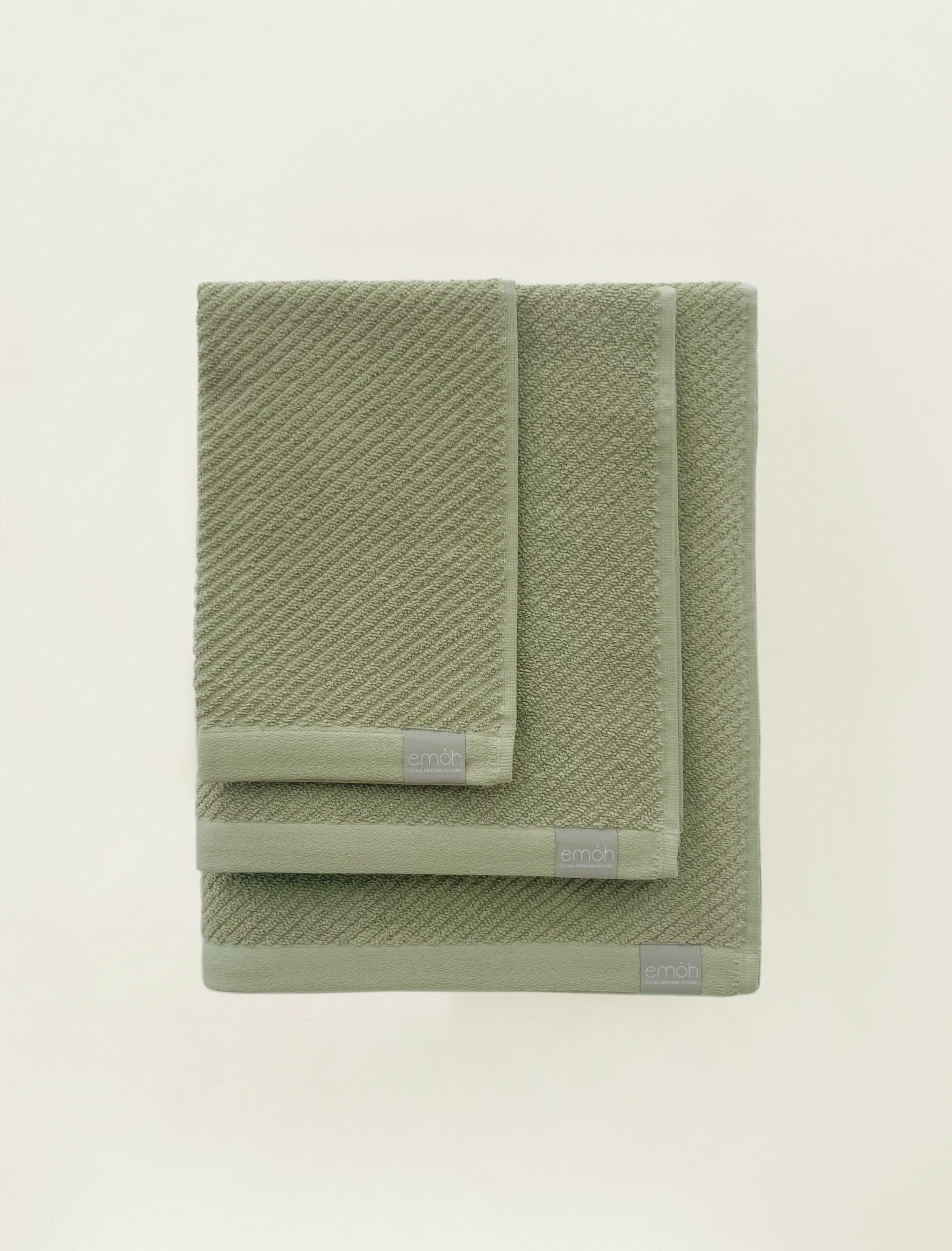 CONJUNTO TOALHAS DIAGONAL - VERDE OLIVA