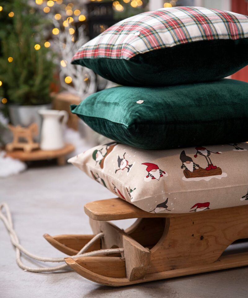 FUNDA DE ALMOHADA DE NAVIDAD - TERCIOPELO - VERDE