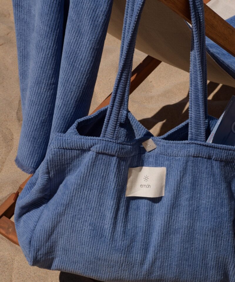 BOLSA DE PLAYA AZUL ESTRIADA