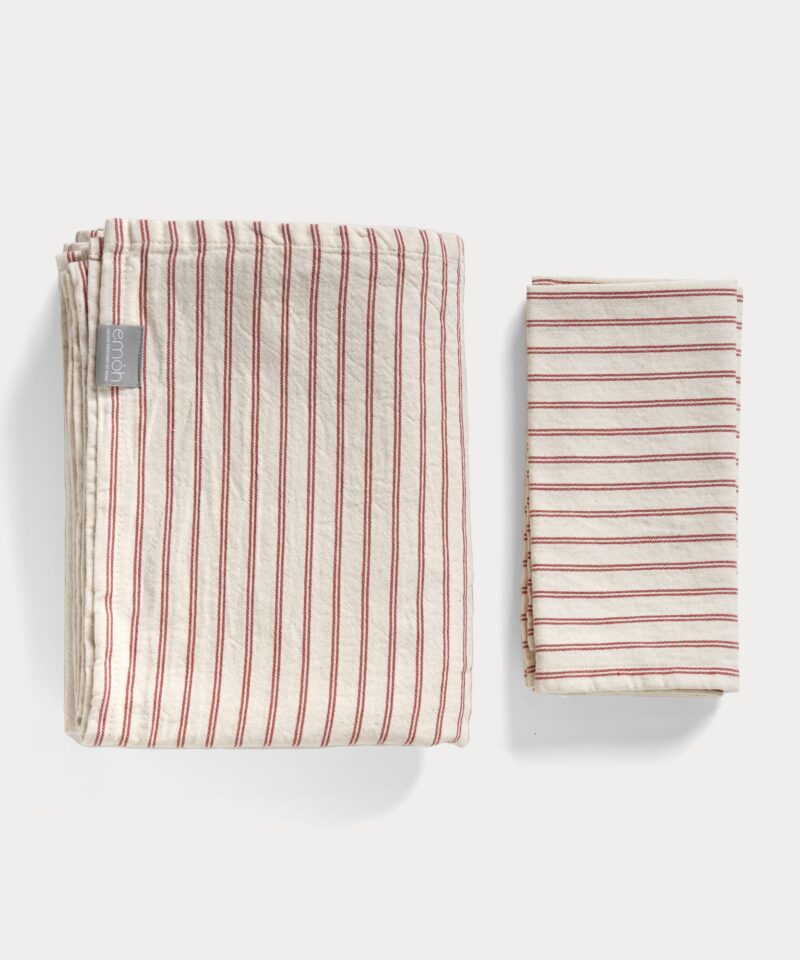 RED-STRIPED TABLE CLOTH