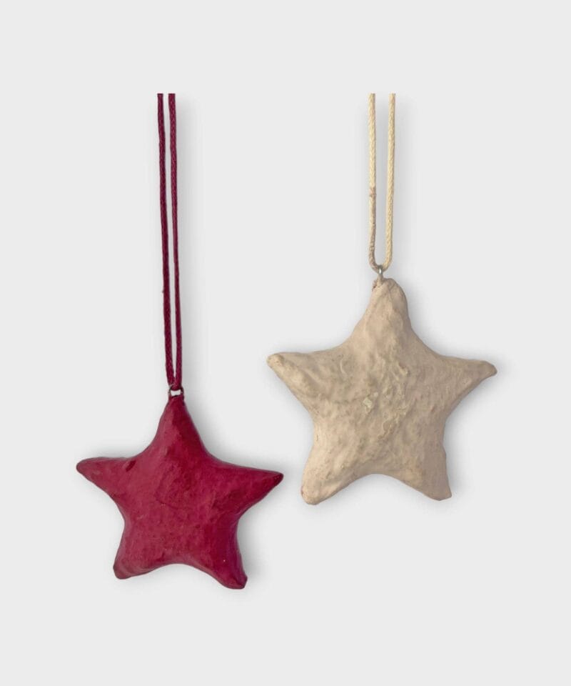 CONJUNTO 6 ESTRELAS - vermelho e bege
