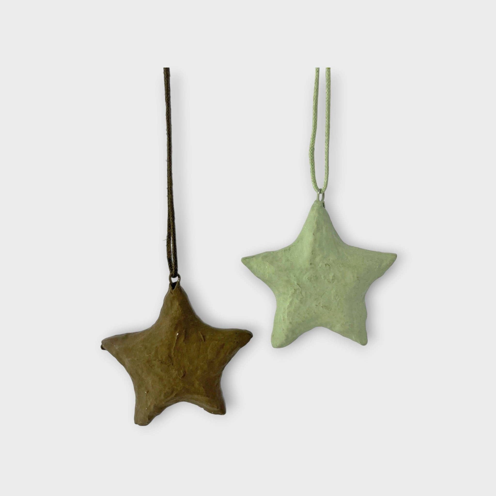 CONJUNTO 6 ESTRELAS - castanho e verde